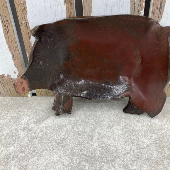 Pottery Pig Dish Ceramic Reddish Brown Unique 8” x 5” Trinket Dish Soap Dish - Picture 3 of 8